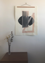 Load image into Gallery viewer, Original Block Print /. "Black with Pink Swiped Overlay"