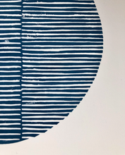 Load image into Gallery viewer, Original Block Print /. "Two Open Circles Marine and Navy Blue"