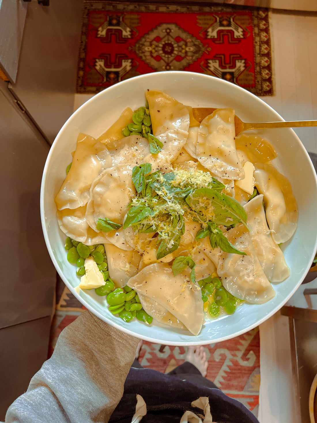 Dinner Inspiration  /.  Lemon Ricotta Ravioli with Fava Beans