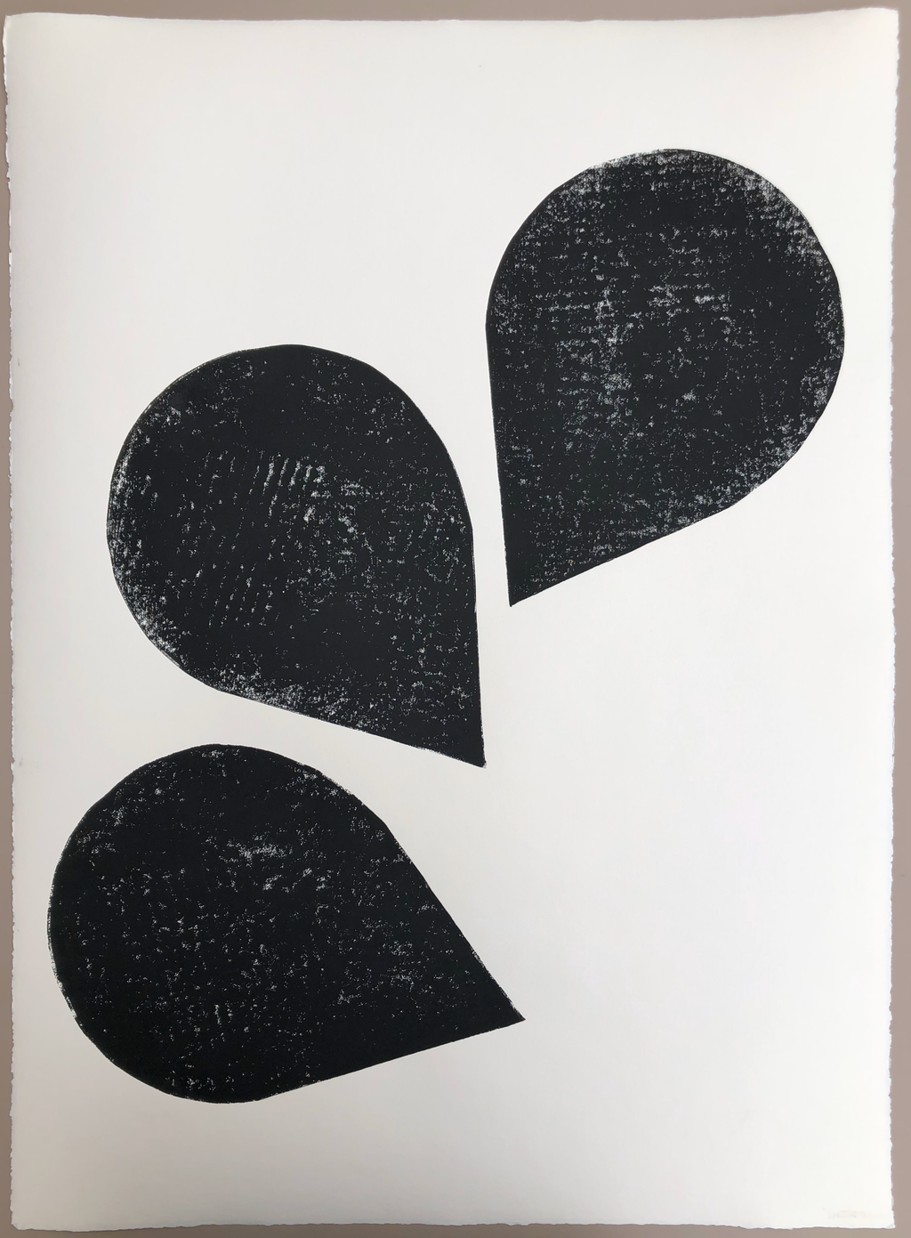 Original Block Print /.  "Series of Three Falling Petals"