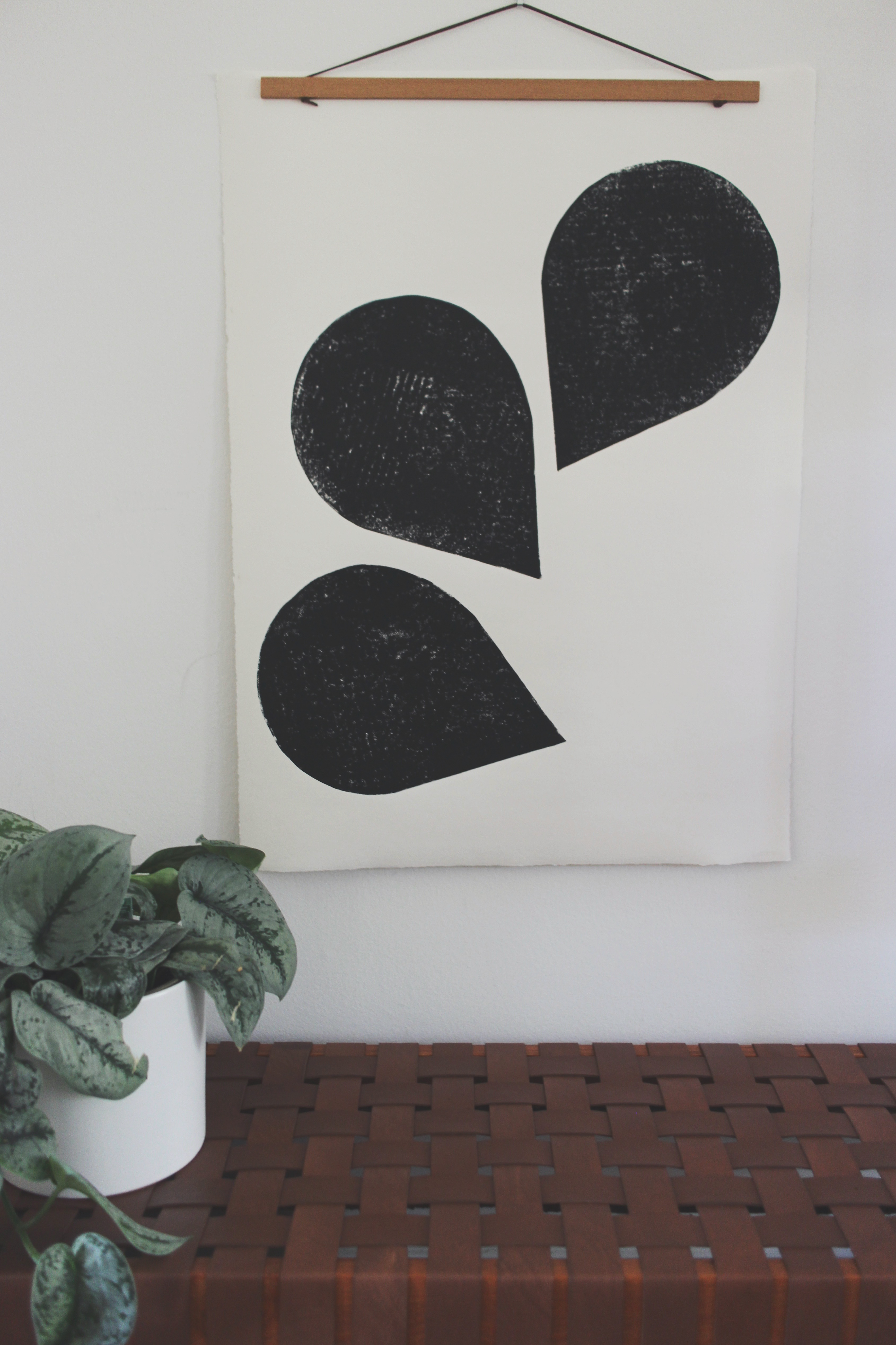 Original Block Print /.  "Series of Three Falling Petals"