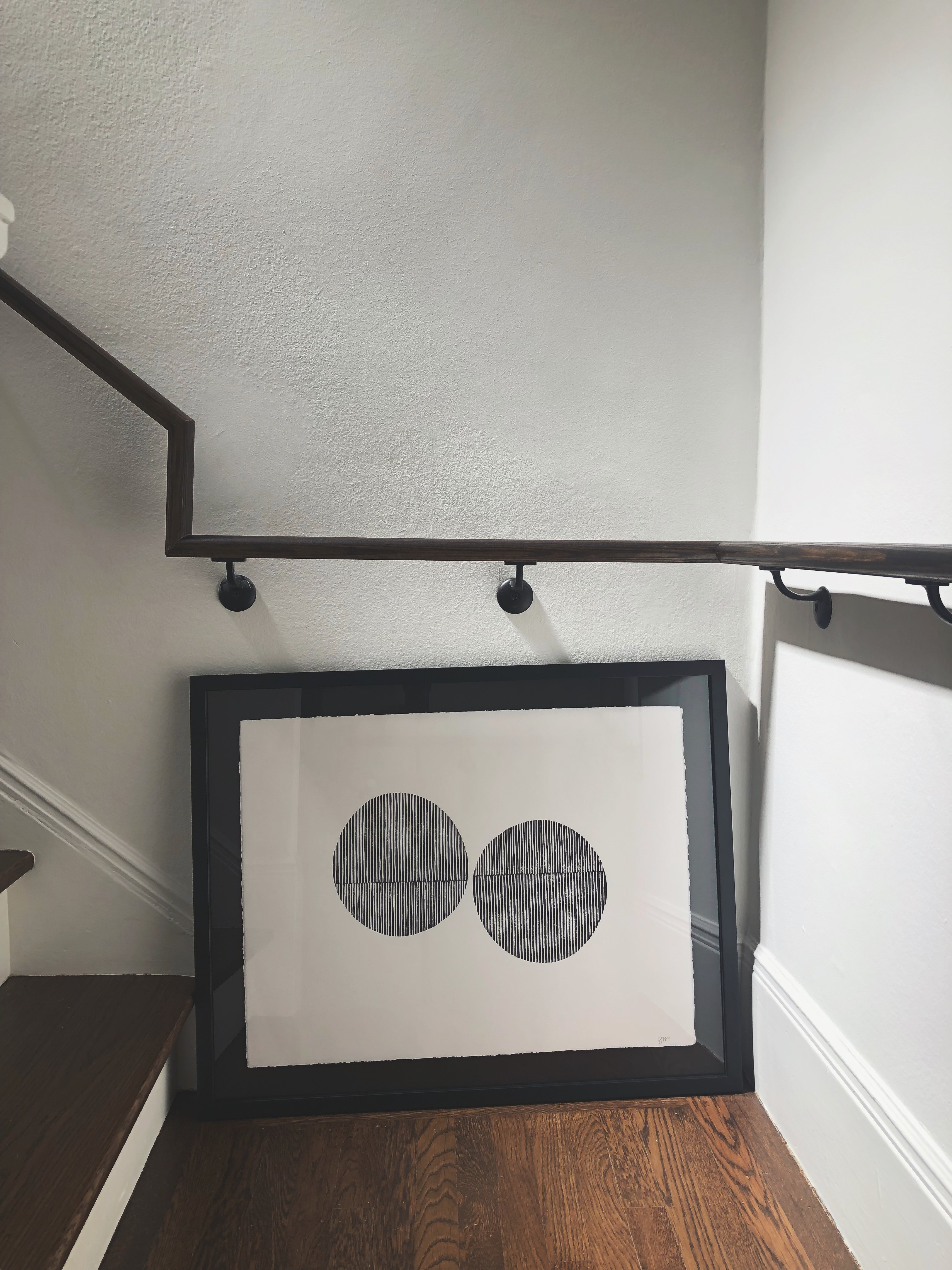 Original Block Print - Framed  /.  "Two Open Circles"