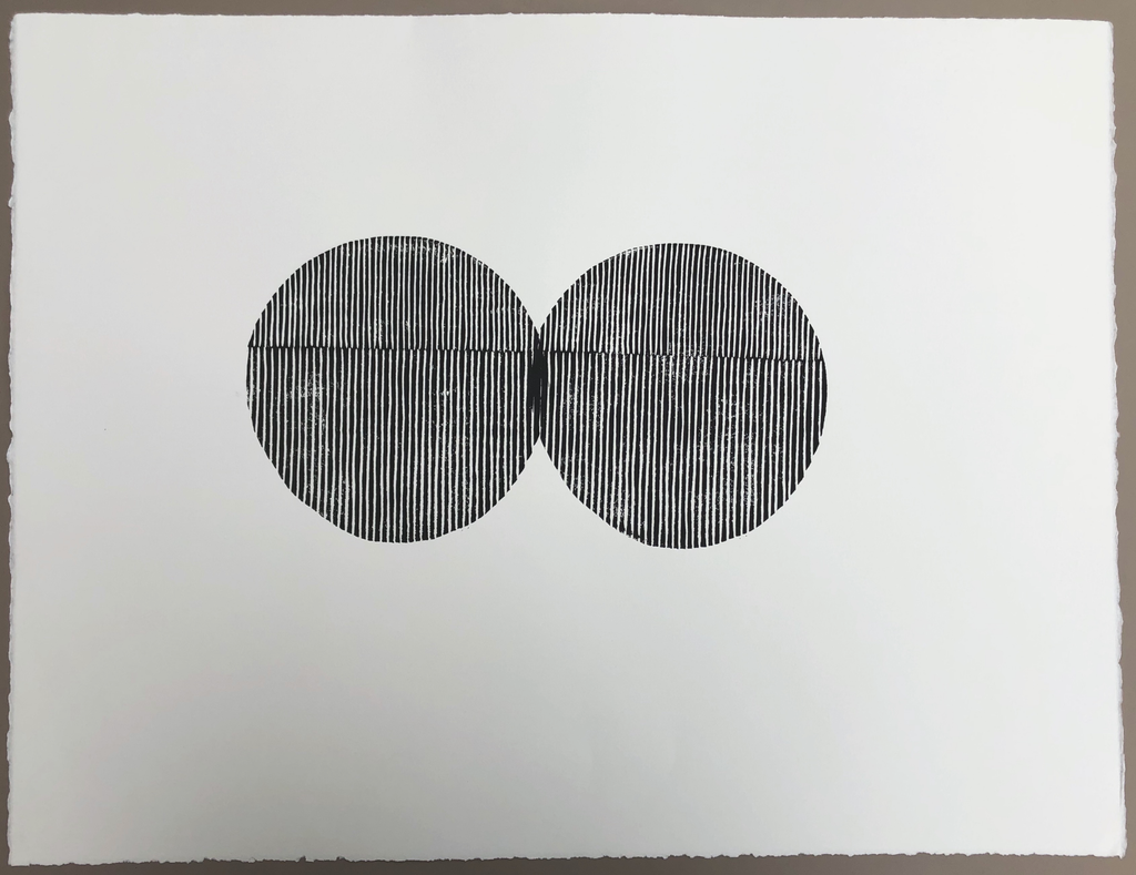Original Block Print /.  "Two Overlapping Open Circles"