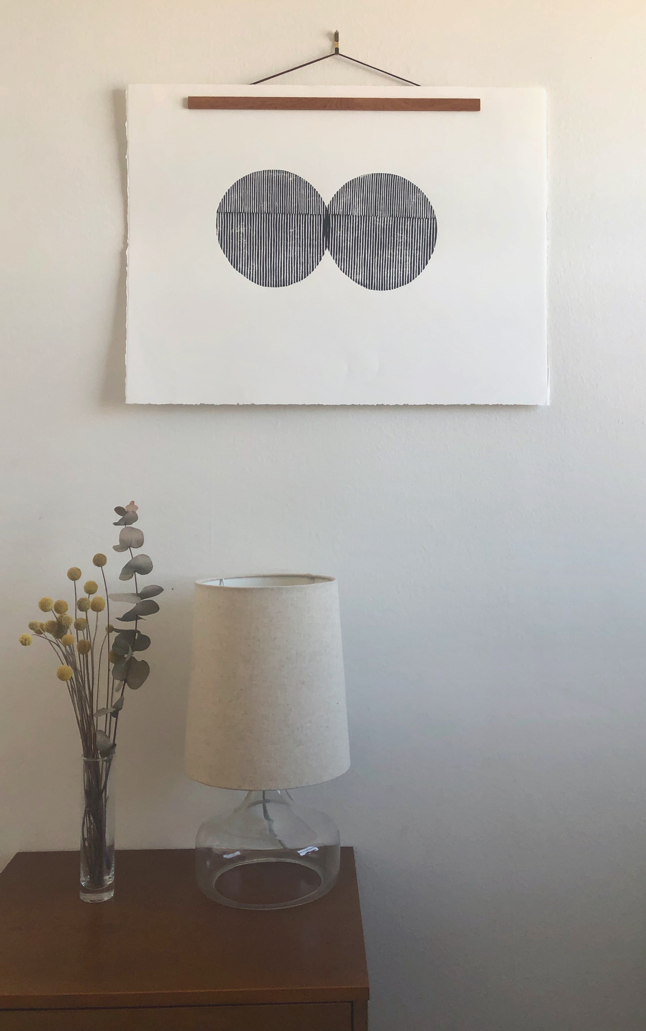 Original Block Print /.  "Two Overlapping Open Circles"