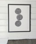 Original Block Print - Framed /.  "Vertical Three Open Circles"